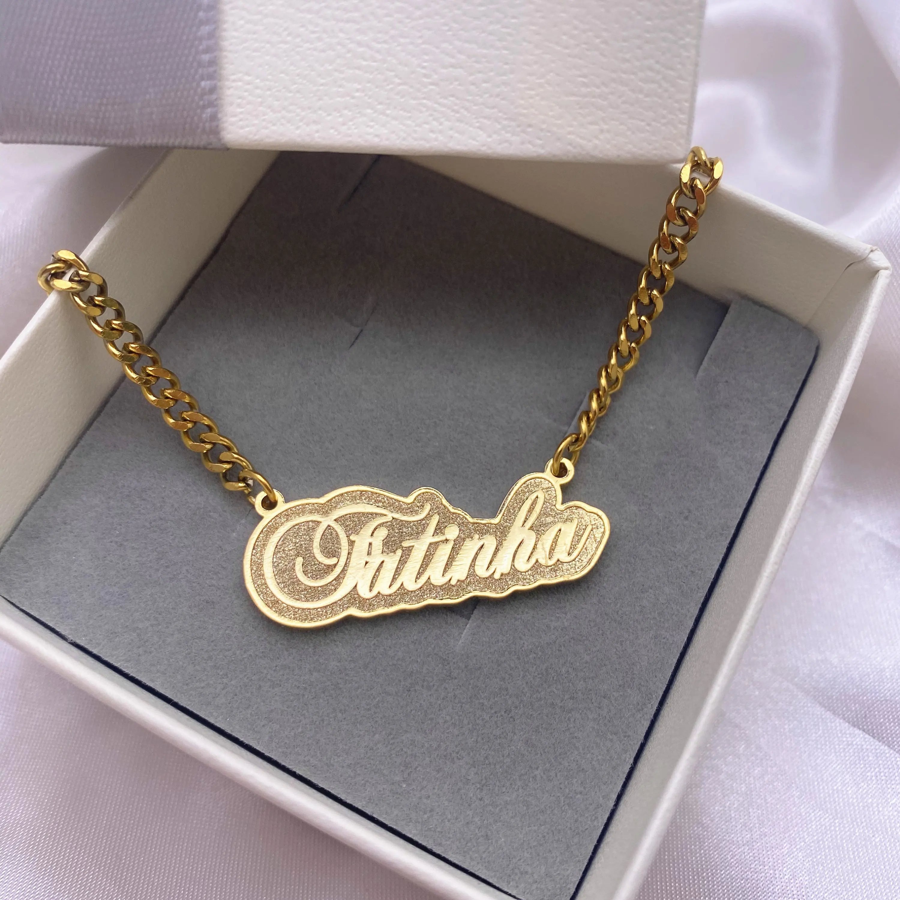 Shadow Name Plate Necklace