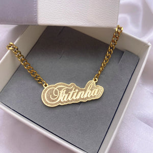 Shadow Name Plate Necklace