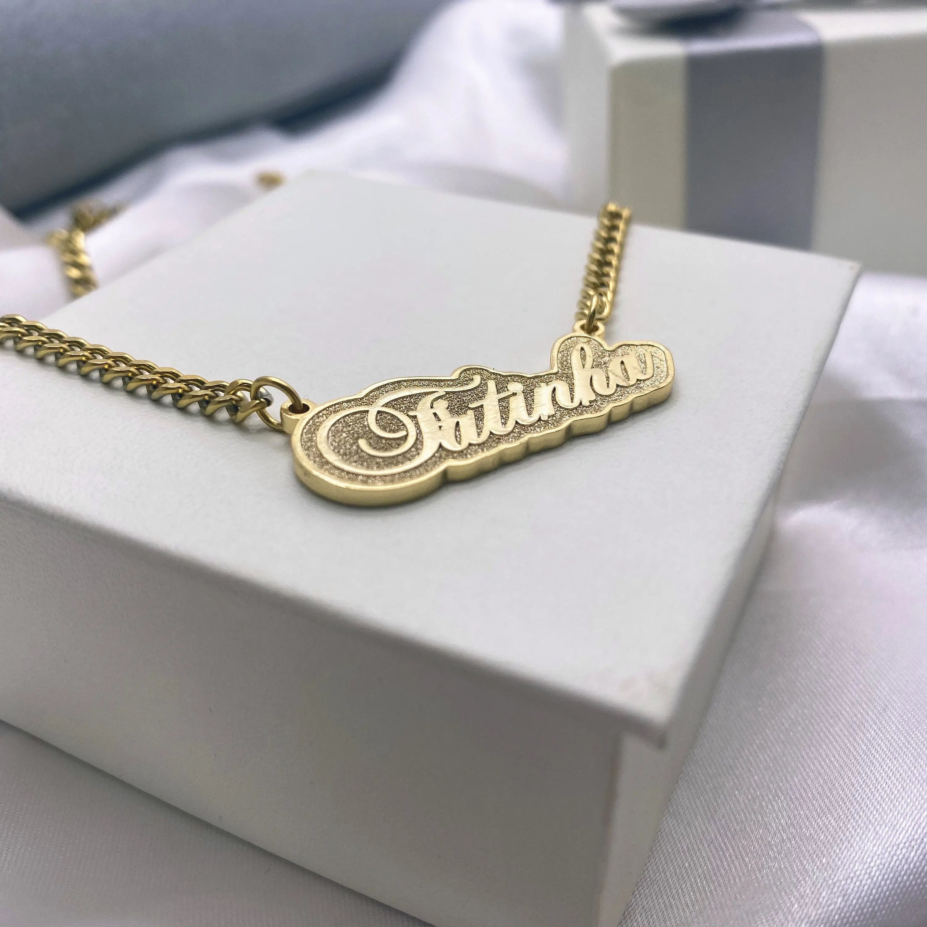 Shadow Name Plate Necklace